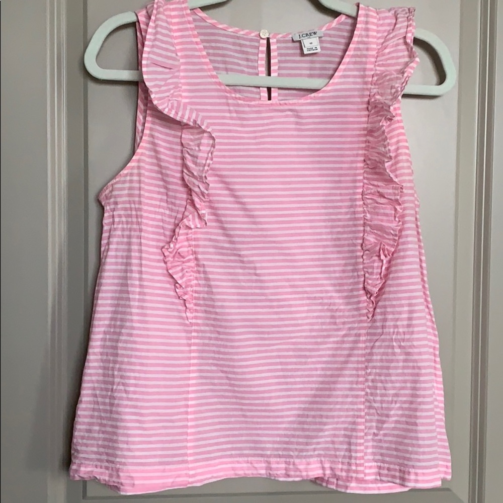 Pink/white striped linen Jcrew tank